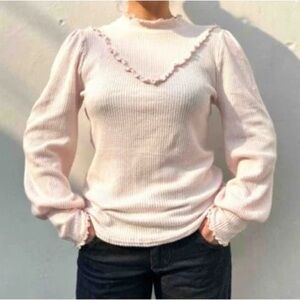 Free People Pink Puff Long Sleeves Top 0017